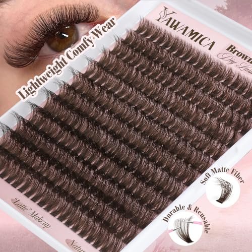 Dark Brown Lash Clusters 80D Fluffy Wispy Volume D Curl 10-18mm 240PCS by Yawamica - görsel 12