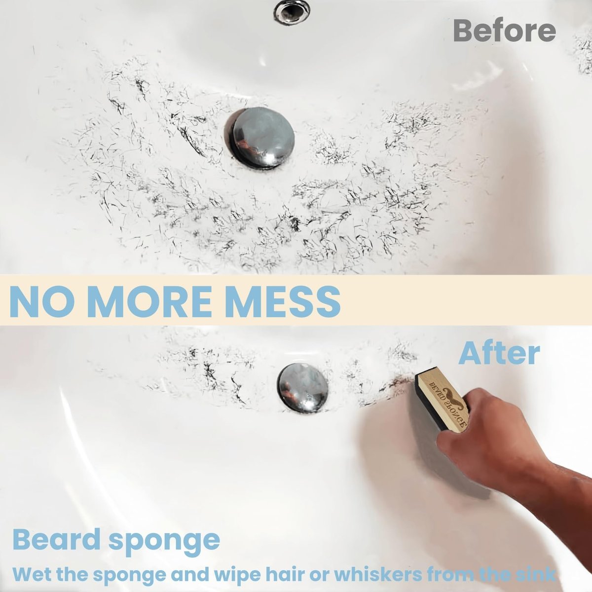 Beard Sponge for Sink – Fast & Easy Beard Hair Catcher & Cleaner | Reusable Beard Scrubber for Trimmings | Compact Grooming Tool for Men’s Shaving – No More Messy Counters & Sinks - görsel 7