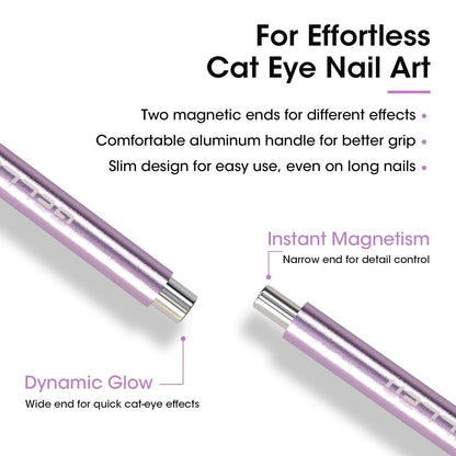 Gellen Double-Ended Cat Eye Magnet Stick for Nail Art – Dual Cat Eye Gel Polish Sturdy Magnet Tool with Round Beads for Home or Salon DIY