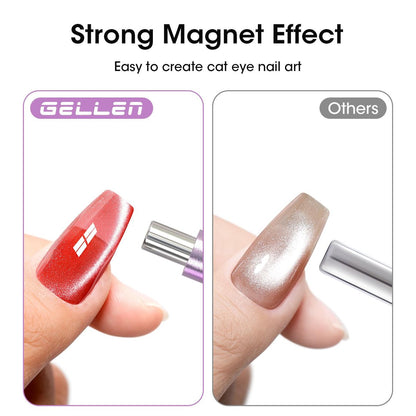 Gellen Double-Ended Cat Eye Magnet Stick for Nail Art – Dual Cat Eye Gel Polish Sturdy Magnet Tool with Round Beads for Home or Salon DIY