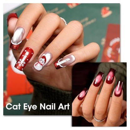Gellen Double-Ended Cat Eye Magnet Stick for Nail Art – Dual Cat Eye Gel Polish Sturdy Magnet Tool with Round Beads for Home or Salon DIY