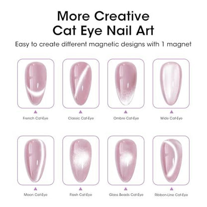 Gellen Double-Ended Cat Eye Magnet Stick for Nail Art – Dual Cat Eye Gel Polish Sturdy Magnet Tool with Round Beads for Home or Salon DIY
