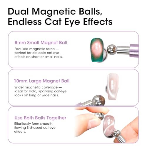 Gellen Double-Ended Cat Eye Magnet Stick for Nail Art – Dual Cat Eye Gel Polish Sturdy Magnet Tool with Round Beads for Home or Salon DIY - görsel 6