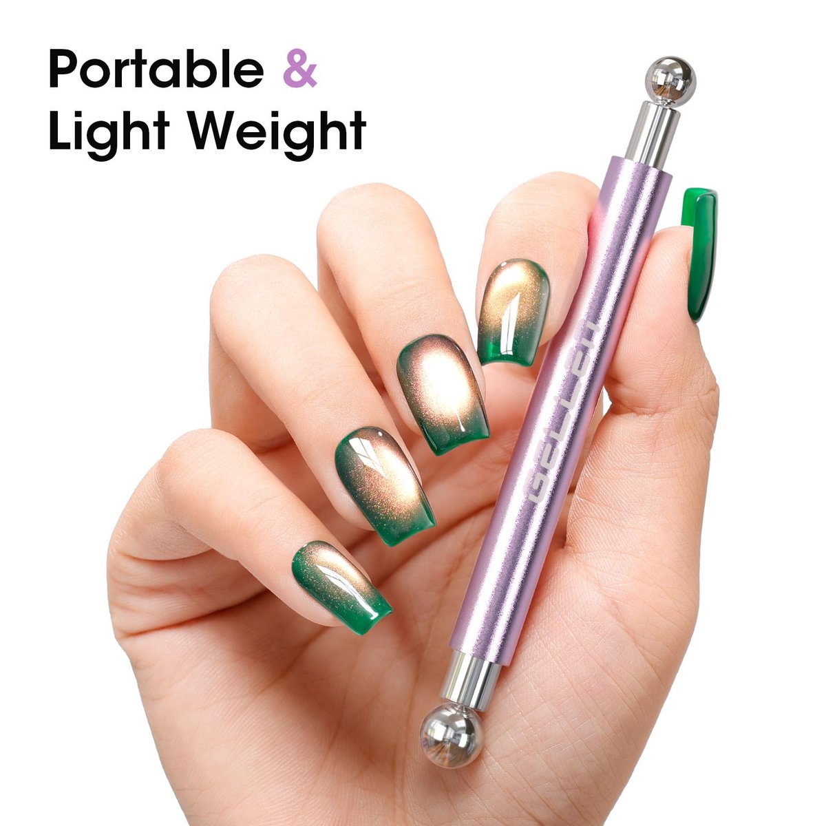 Gellen Double-Ended Cat Eye Magnet Stick for Nail Art – Dual Cat Eye Gel Polish Sturdy Magnet Tool with Round Beads for Home or Salon DIY - görsel 13
