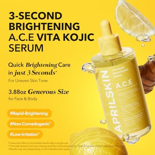 APRILSKIN A.C.E Serum - Vita Kojic Serum for Brightening & Glow, 3-Second Brightening, Kojic Acid & Vitamin C for Uneven Skin Tone, Korean Skin Care, 3.88 oz - görsel 3