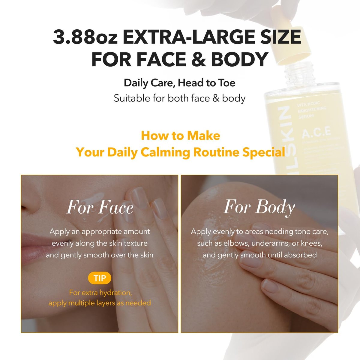 APRILSKIN A.C.E Serum - Vita Kojic Serum for Brightening & Glow, 3-Second Brightening, Kojic Acid & Vitamin C for Uneven Skin Tone, Korean Skin Care, 3.88 oz - görsel 10