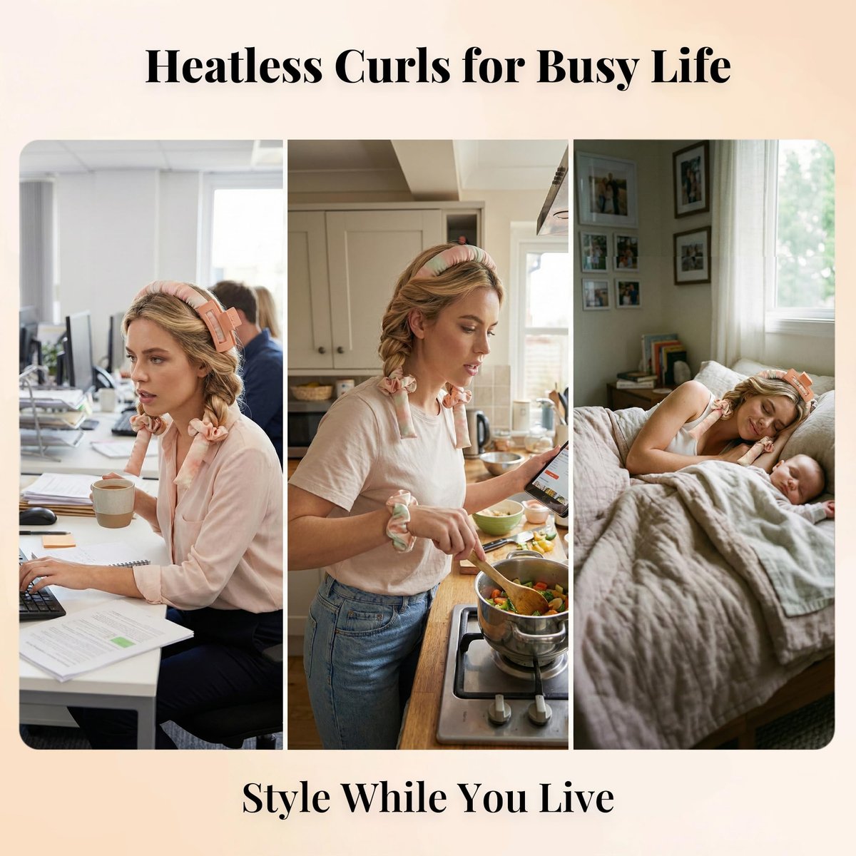 ENNUFO Heatless Curls Overnight Hair Curler – Soft Satin Blowout Rods for Long, Short, Thick & Fine Hair – Sunset Tie Dye 35in Avelisse
