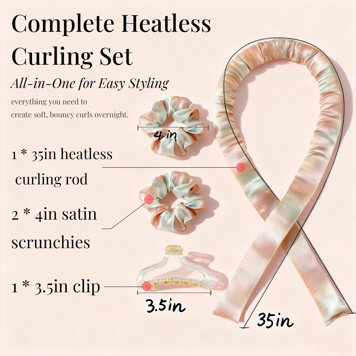 ENNUFO Heatless Curls Overnight Hair Curler – Soft Satin Blowout Rods for Long, Short, Thick & Fine Hair – Sunset Tie Dye 35in Avelisse