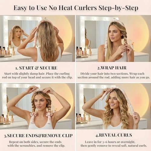 ENNUFO Heatless Curls Overnight Hair Curler – Soft Satin Blowout Rods for Long, Short, Thick & Fine Hair – Sunset Tie Dye 35in Avelisse