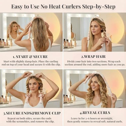 ENNUFO Heatless Curls Overnight Hair Curler – Soft Satin Blowout Rods for Long, Short, Thick & Fine Hair – Sunset Tie Dye 35in Avelisse