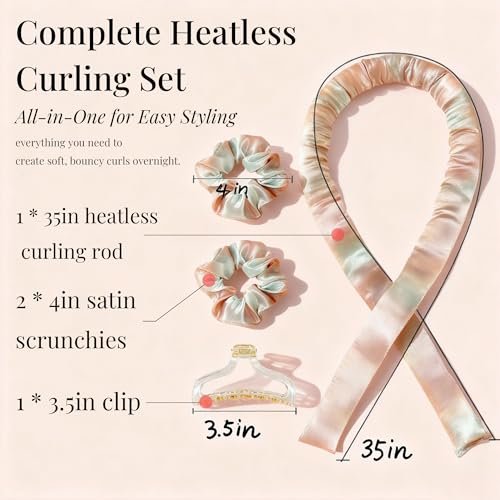 ENNUFO Heatless Curls Overnight Hair Curler – Soft Satin Blowout Rods for Long, Short, Thick & Fine Hair – Sunset Tie Dye 35in Avelisse