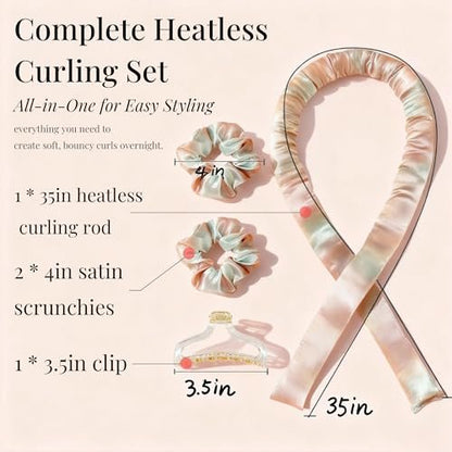 ENNUFO Heatless Curls Overnight Hair Curler – Soft Satin Blowout Rods for Long, Short, Thick & Fine Hair – Sunset Tie Dye 35in Avelisse