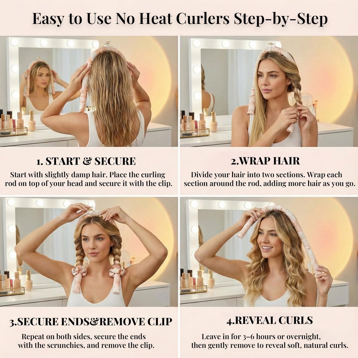 ENNUFO Heatless Curls Overnight Hair Curler – Soft Satin Blowout Rods for Long, Short, Thick & Fine Hair – Sunset Tie Dye 35in Avelisse
