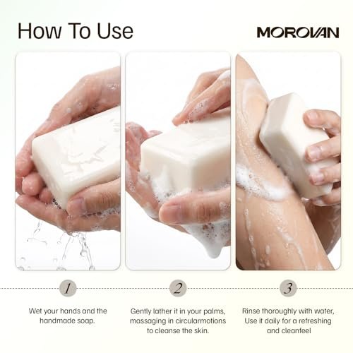 Morovan Goat Milk Soap Body Cleanser - 3 Bars (10.5 oz) Gently Cleansing & Moisturizing for All Skin Types, Gentle Formula for Dry Skin, Eczema & Sensitive Skin - Men & Women Daily Use Avelisse