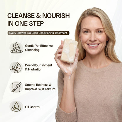 Morovan Goat Milk Soap Body Cleanser - 3 Bars (10.5 oz) Gently Cleansing & Moisturizing for All Skin Types, Gentle Formula for Dry Skin, Eczema & Sensitive Skin - Men & Women Daily Use Avelisse