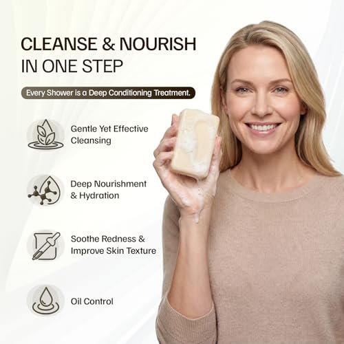 Morovan Goat Milk Soap Body Cleanser - 3 Bars (10.5 oz) Gently Cleansing & Moisturizing for All Skin Types, Gentle Formula for Dry Skin, Eczema & Sensitive Skin - Men & Women Daily Use Avelisse
