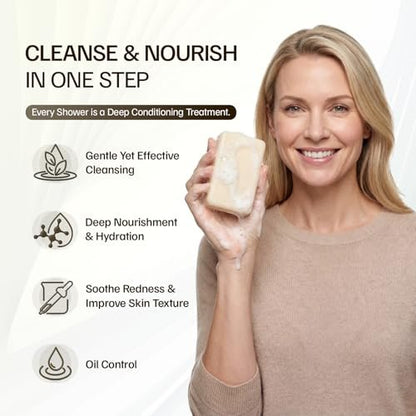 Morovan Goat Milk Soap Body Cleanser - 3 Bars (10.5 oz) Gently Cleansing & Moisturizing for All Skin Types, Gentle Formula for Dry Skin, Eczema & Sensitive Skin - Men & Women Daily Use Avelisse