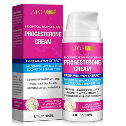 Progesterone Balance Cream for Women - Daily Skin Comfort & Balanced-Looking Skin Support with MSM, Aloe Vera, Coconut Oil & Shea Butter, 3.4 fl oz, Gluten-Free, Non-GMO, Vegan-Friendly Avelisse