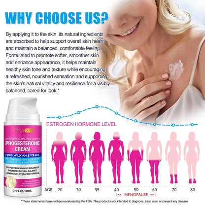 Progesterone Balance Cream for Women - Daily Skin Comfort & Balanced-Looking Skin Support with MSM, Aloe Vera, Coconut Oil & Shea Butter, 3.4 fl oz, Gluten-Free, Non-GMO, Vegan-Friendly Avelisse