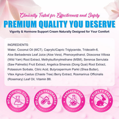 Progesterone Balance Cream for Women - Daily Skin Comfort & Balanced-Looking Skin Support with MSM, Aloe Vera, Coconut Oil & Shea Butter, 3.4 fl oz, Gluten-Free, Non-GMO, Vegan-Friendly Avelisse