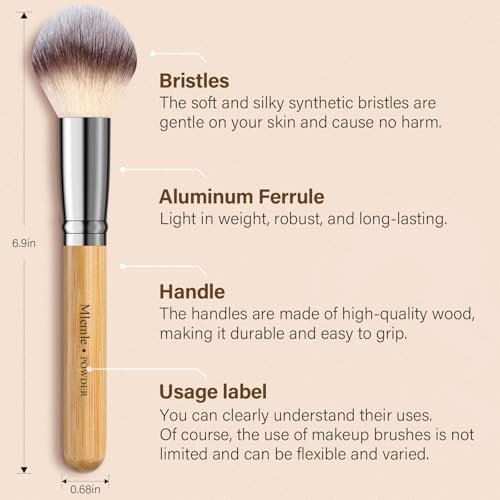 Mlemle Professional 26-Piece Makeup Brush Set - Bamboo Handle Kit with Sponges & Powder Puffs (Yellow) - görsel 4