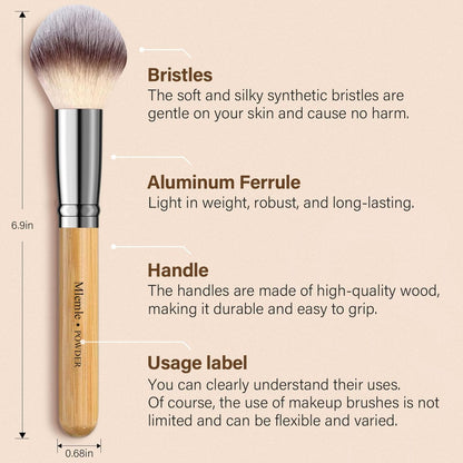 Mlemle Professional 26-Piece Makeup Brush Set - Bamboo Handle Kit with Sponges & Powder Puffs (Yellow)