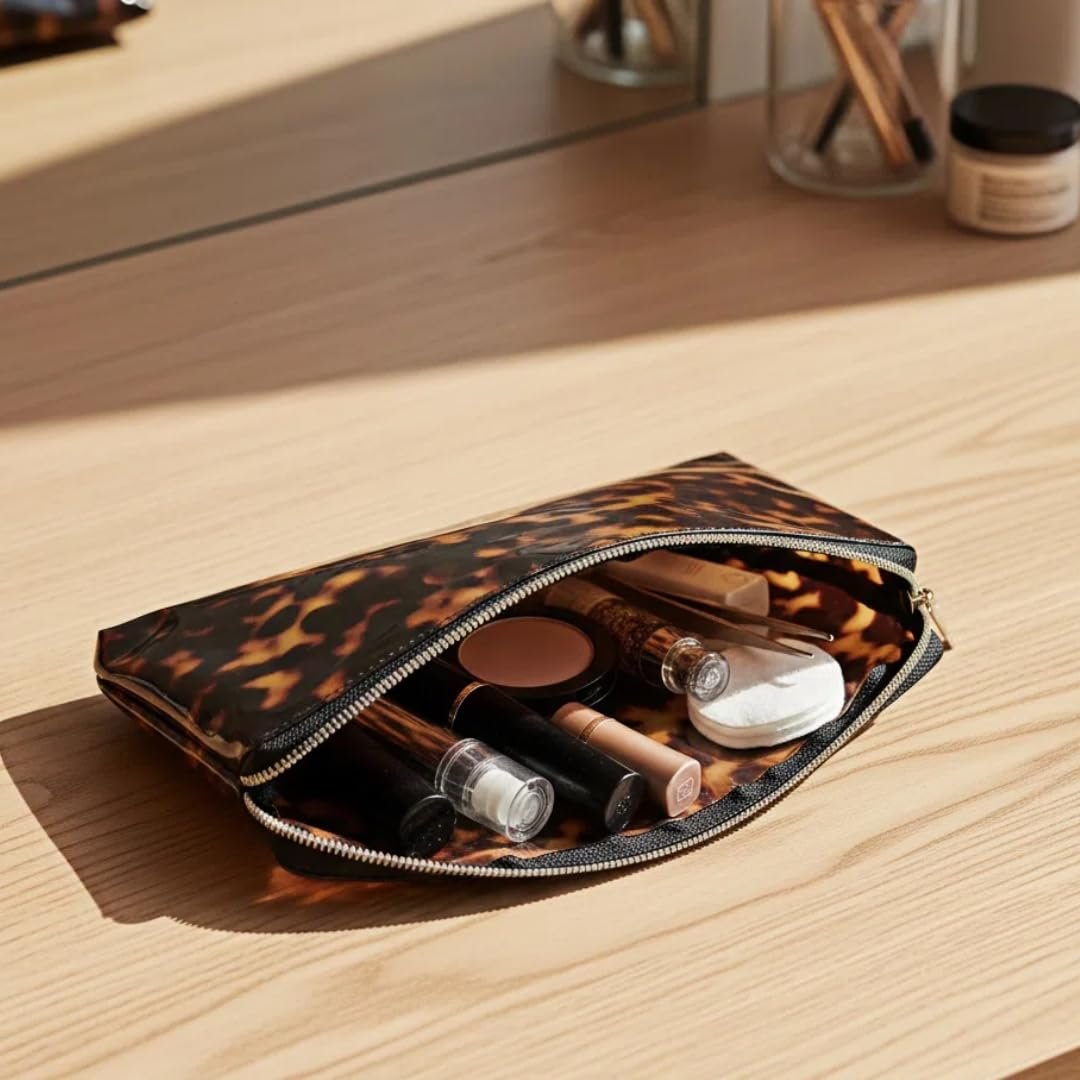 ORBENTO Retro Tortoise Printed Makeup Cosmetic Bag Mini Pouch – Portable Travel Organizer Avelisse