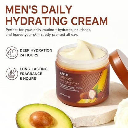 LABJD Cologne Body Butter for Men - 2 Pack Pheromone Scented Cream, Moisturizing Body Butter to Hydrate and Enhance Attractiveness Avelisse