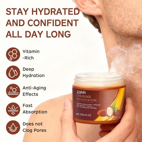LABJD Cologne Body Butter for Men - 2 Pack Pheromone Scented Cream, Moisturizing Body Butter to Hydrate and Enhance Attractiveness Avelisse