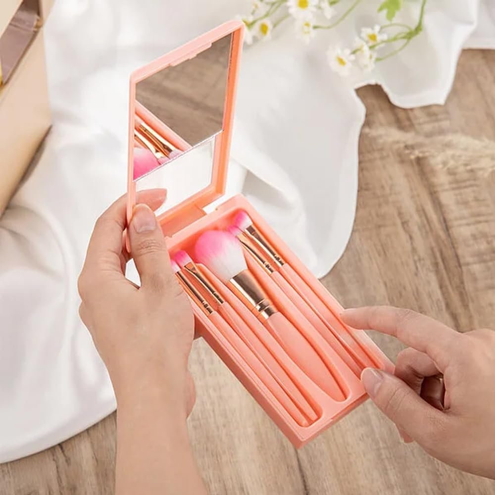 Callie Personalized Makeup Brush Set for Women – Custom Birth Flower Bouquet with Name Initial & Mirror – 5-Piece Gift Box - görsel 11