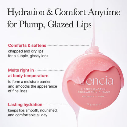 Arencia Honey Glazed Collagen Lip Mask - Overnight Lip Treatment with Collagen & Honey, 0.52 oz Avelisse