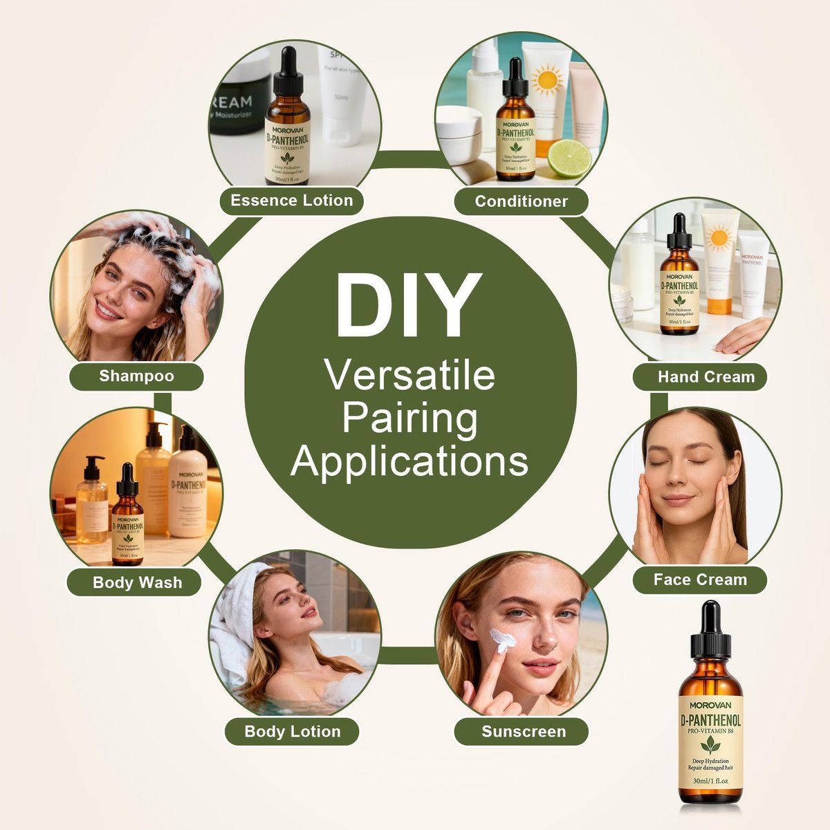 Morovan D-Panthenol Liquid: Pro-Vitamin B5 Concentrate, Cosmetic Grade Dexpanthenol for Skin Hydration, Multi-Use for DIY Face, Hair, Nail Serums & Moisturizers 1 fl oz - görsel 8