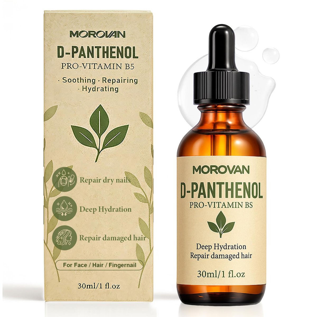 Morovan D-Panthenol Liquid: Pro-Vitamin B5 Concentrate, Cosmetic Grade Dexpanthenol for Skin Hydration, Multi-Use for DIY Face, Hair, Nail Serums & Moisturizers 1 fl oz - görsel 2