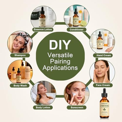Morovan D-Panthenol Liquid: Pro-Vitamin B5 Concentrate, Cosmetic Grade Dexpanthenol for Skin Hydration, Multi-Use for DIY Face, Hair, Nail Serums & Moisturizers 1 fl oz