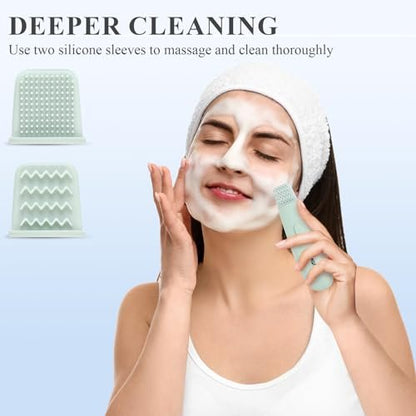 2-in-1 Skin Scrubber & Face Spatula - Blackhead Remover Tool with Silicone Brush Head for Deep Pore Cleansing, Waterproof