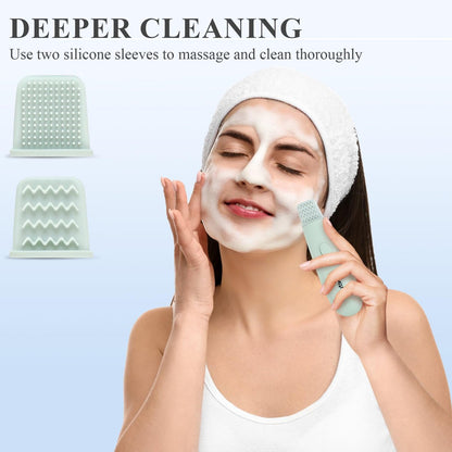 2-in-1 Skin Scrubber & Face Spatula - Blackhead Remover Tool with Silicone Brush Head for Deep Pore Cleansing, Waterproof