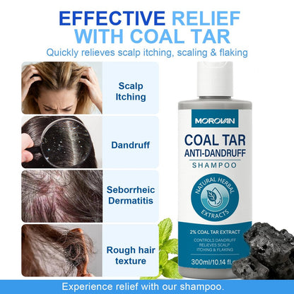 Morovan Coal Tar Dandruff Shampoo - 2% Coal Tar Extract for Severe Dandruff, Psoriasis & Itchy Scalp | Medicated Treatment for Seborrheic Dermatitis