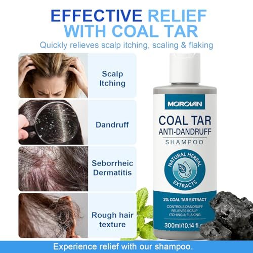 Morovan Coal Tar Dandruff Shampoo - 2% Coal Tar Extract for Severe Dandruff, Psoriasis & Itchy Scalp | Medicated Treatment for Seborrheic Dermatitis - görsel 4