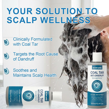Morovan Coal Tar Dandruff Shampoo - 2% Coal Tar Extract for Severe Dandruff, Psoriasis & Itchy Scalp | Medicated Treatment for Seborrheic Dermatitis