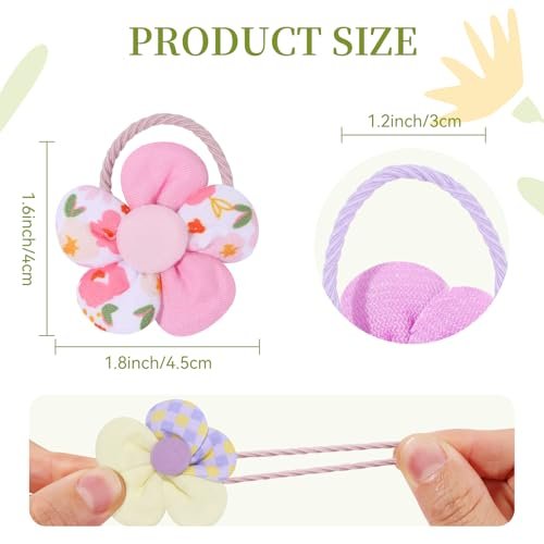 40 PCS Toddler Hair Ties for Girls - Cute Flower Mini Scrunchies, Elastic Rubber Hair Bands for Kids, Toddlers & Infants (Multi-Colored) - görsel 4