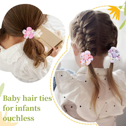 40 PCS Toddler Hair Ties for Girls - Cute Flower Mini Scrunchies, Elastic Rubber Hair Bands for Kids, Toddlers & Infants (Multi-Colored)
