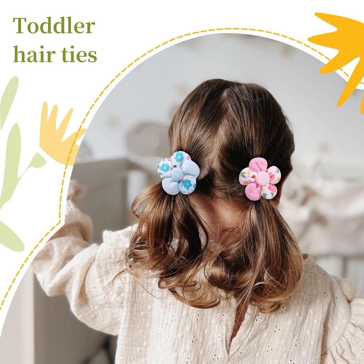 40 PCS Toddler Hair Ties for Girls - Cute Flower Mini Scrunchies, Elastic Rubber Hair Bands for Kids, Toddlers & Infants (Multi-Colored) - görsel 7