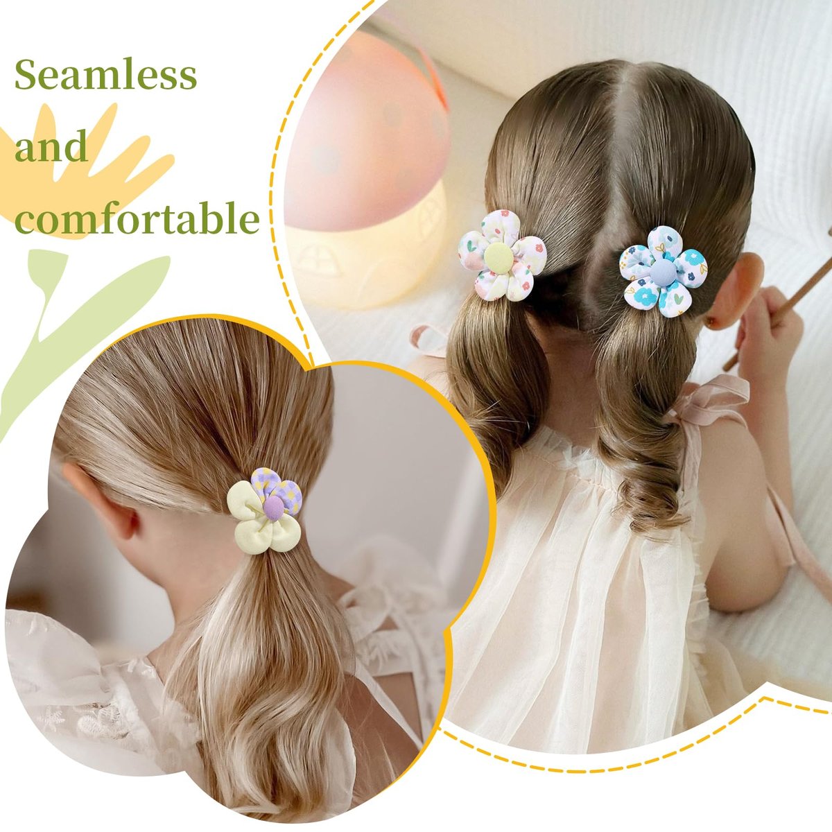40 PCS Toddler Hair Ties for Girls - Cute Flower Mini Scrunchies, Elastic Rubber Hair Bands for Kids, Toddlers & Infants (Multi-Colored) - görsel 13