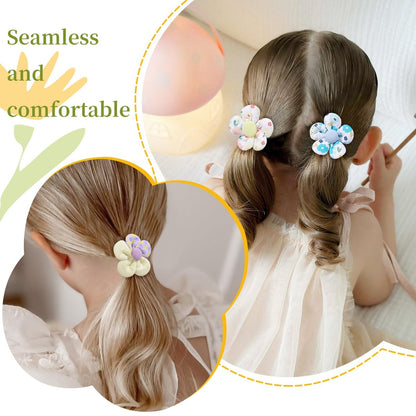 40 PCS Toddler Hair Ties for Girls - Cute Flower Mini Scrunchies, Elastic Rubber Hair Bands for Kids, Toddlers & Infants (Multi-Colored)