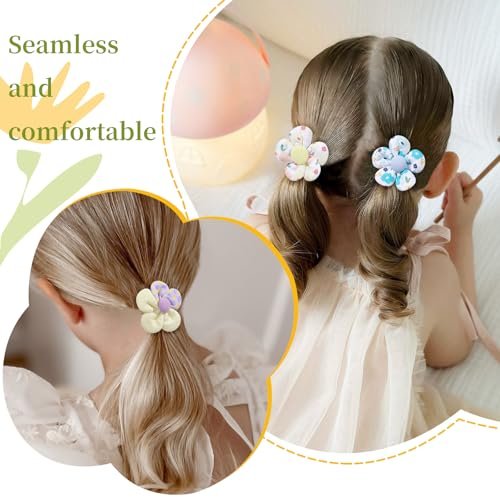 40 PCS Toddler Hair Ties for Girls - Cute Flower Mini Scrunchies, Elastic Rubber Hair Bands for Kids, Toddlers & Infants (Multi-Colored) - görsel 14