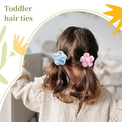 40 PCS Toddler Hair Ties for Girls - Cute Flower Mini Scrunchies, Elastic Rubber Hair Bands for Kids, Toddlers & Infants (Multi-Colored)