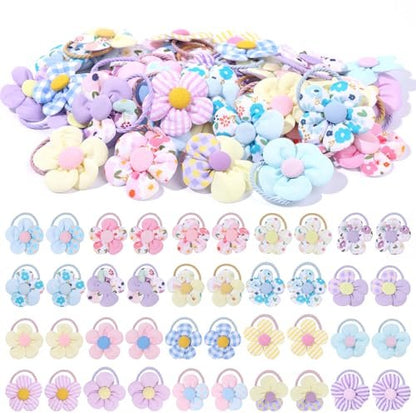 40 PCS Toddler Hair Ties for Girls - Cute Flower Mini Scrunchies, Elastic Rubber Hair Bands for Kids, Toddlers & Infants (Multi-Colored)