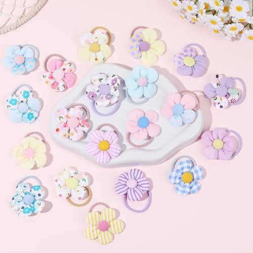 40 PCS Toddler Hair Ties for Girls - Cute Flower Mini Scrunchies, Elastic Rubber Hair Bands for Kids, Toddlers & Infants (Multi-Colored) - görsel 16