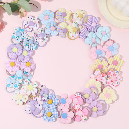 40 PCS Toddler Hair Ties for Girls - Cute Flower Mini Scrunchies, Elastic Rubber Hair Bands for Kids, Toddlers & Infants (Multi-Colored)