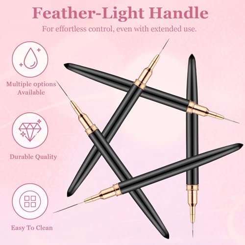 CHEMAILON 6-Pack Dual-Ended Nail Art Liner Brushes for Poly Extension Sculpture Gel – Fine Drawing Sizes 5/8/11/19/24mm - görsel 14